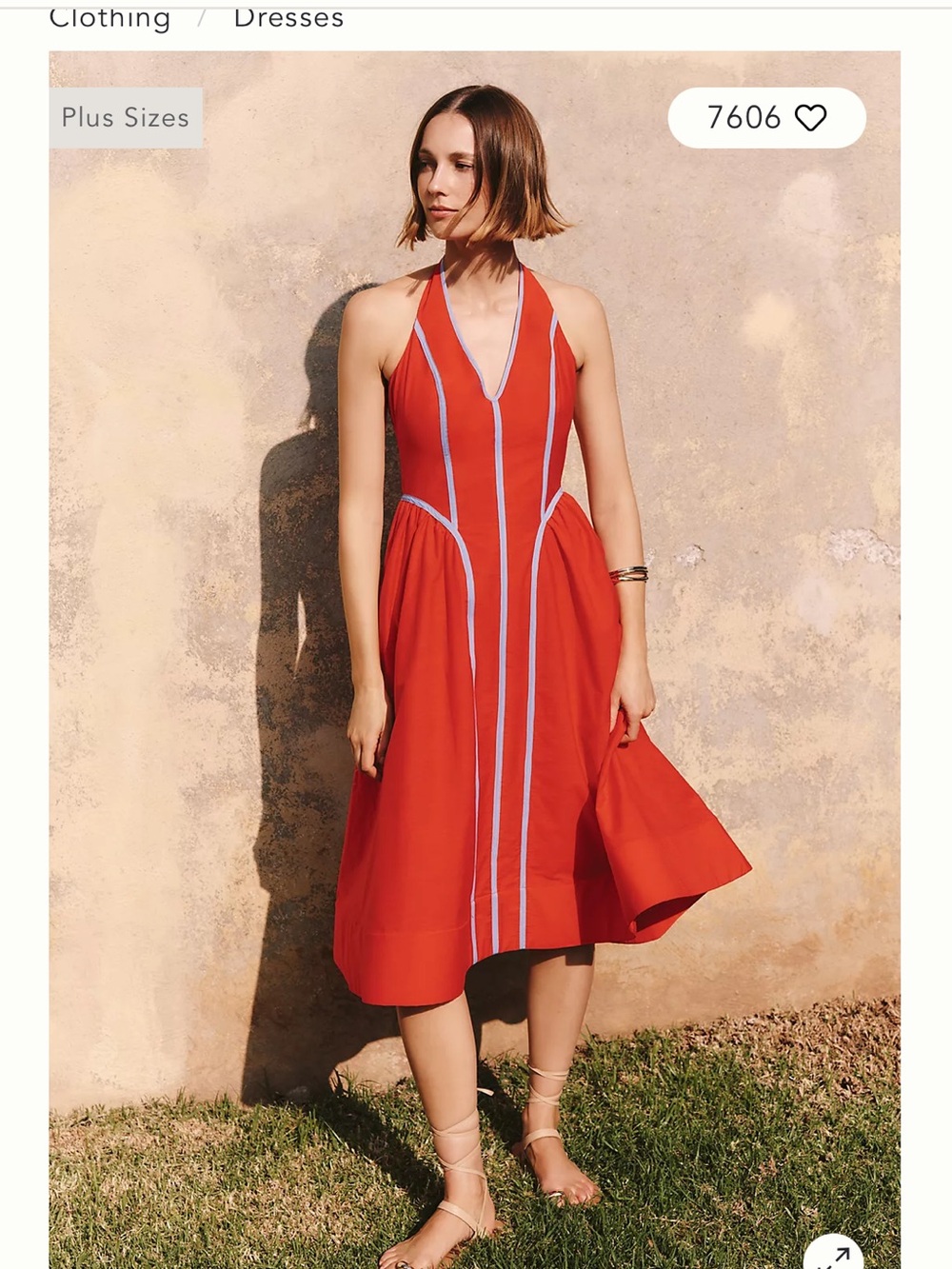 Anthropologie Halter V-Neck Fit & Flare Midi Dress